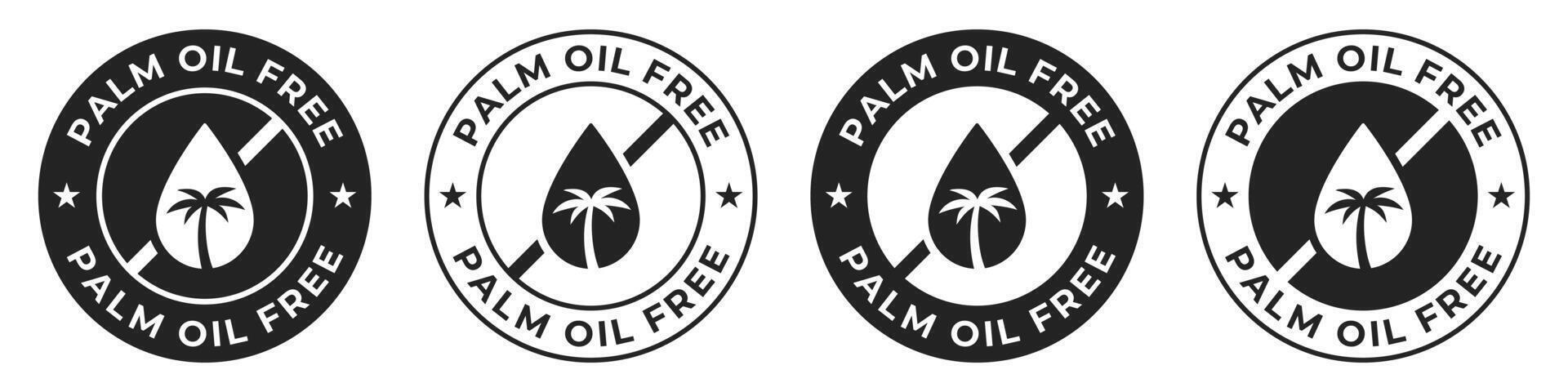 Palm oil free label. No palm oil icon. No allergen illustration for product packaging logo, sign, symbol or emblem. Fat free badge. vector