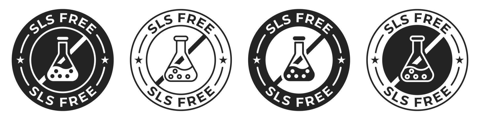 SLS and SLES free label. Paraffin, sulfate, silicone, phosphate and paraben free illustration for product packaging logo, sign, symbol, badge or emblem. vector