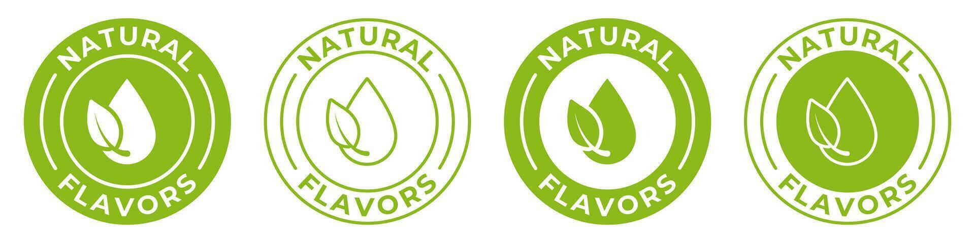 Natural flavors label. No artificial flavors icon . Organic illustration for product packaging logo, sign, symbol, badge or emblem. vector