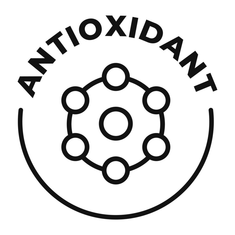 Antioxidant icon. Rich source of antioxidants label. Detox illustration for product packaging logo, sign, symbol or emblem. vector