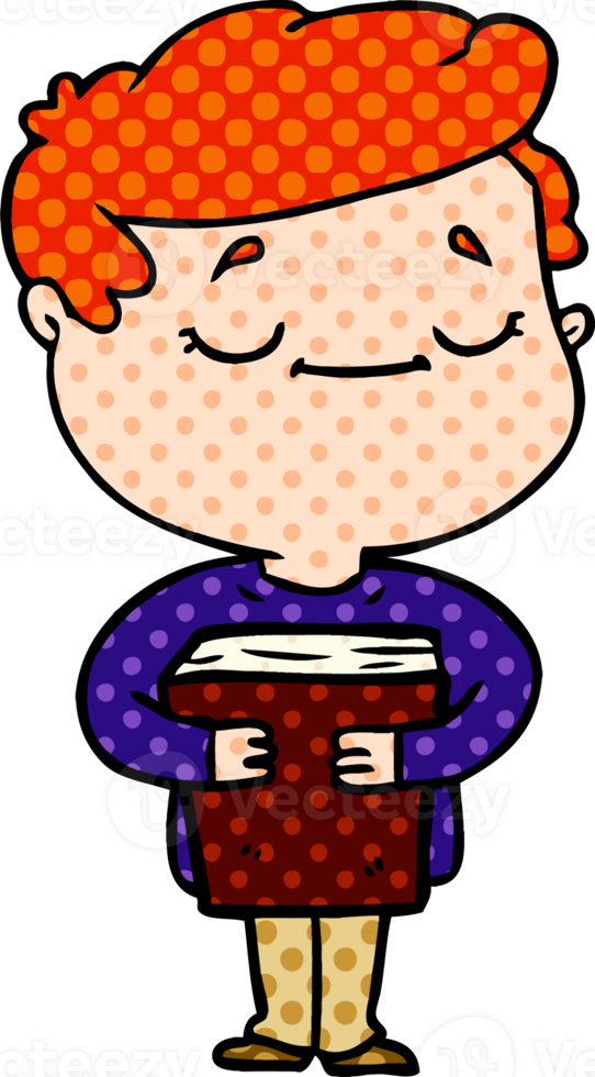 cartoon peaceful man carrying book drawing png