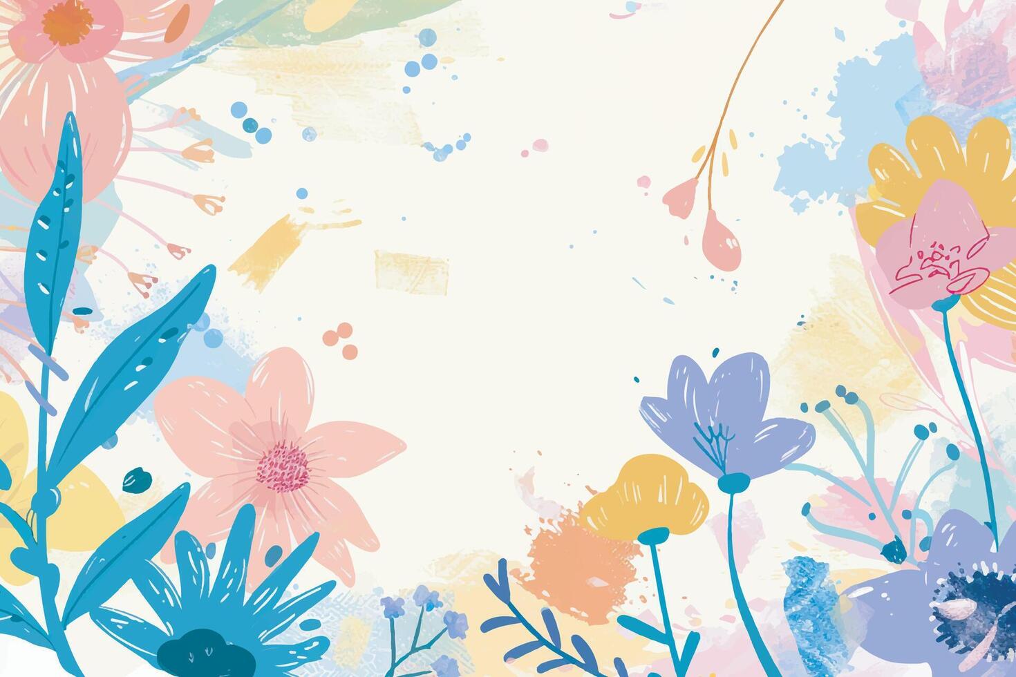 Hand drawn pastel color floral background vector