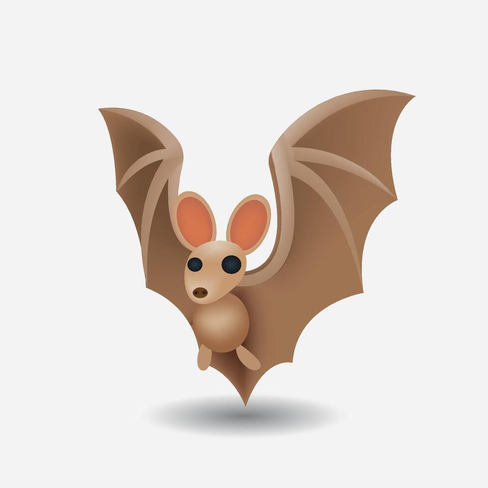 Bat emoji illustration. Cute brown bat isolated on white background. vector