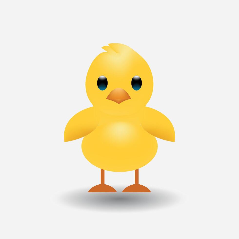 Funny yellow newborn chicken cute emoji character Illustration. vector
