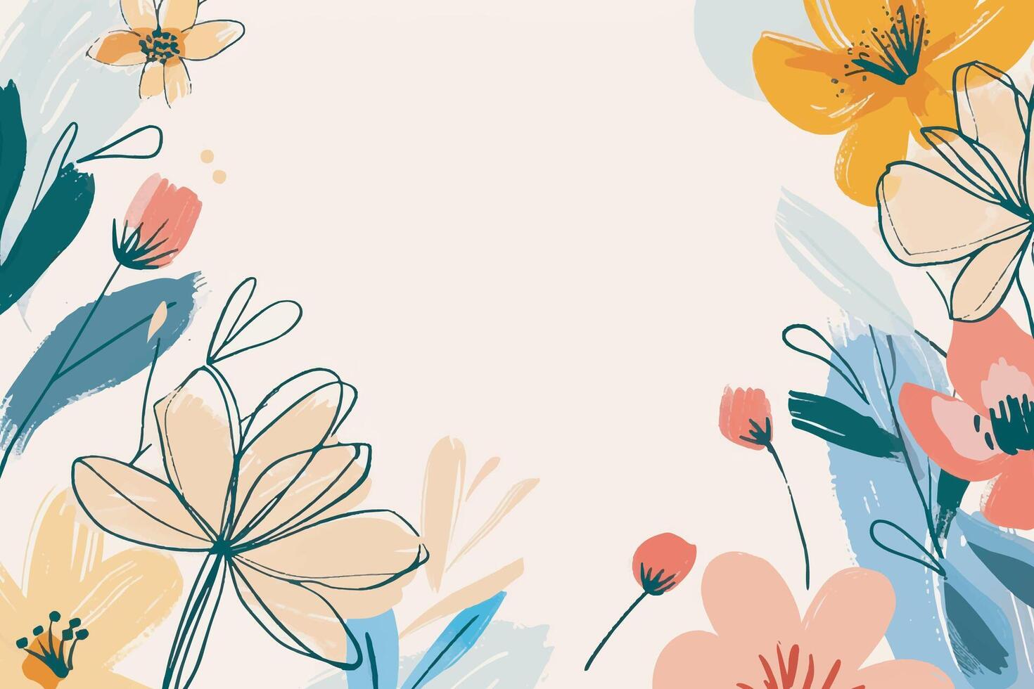 Hand drawn pastel color floral background vector