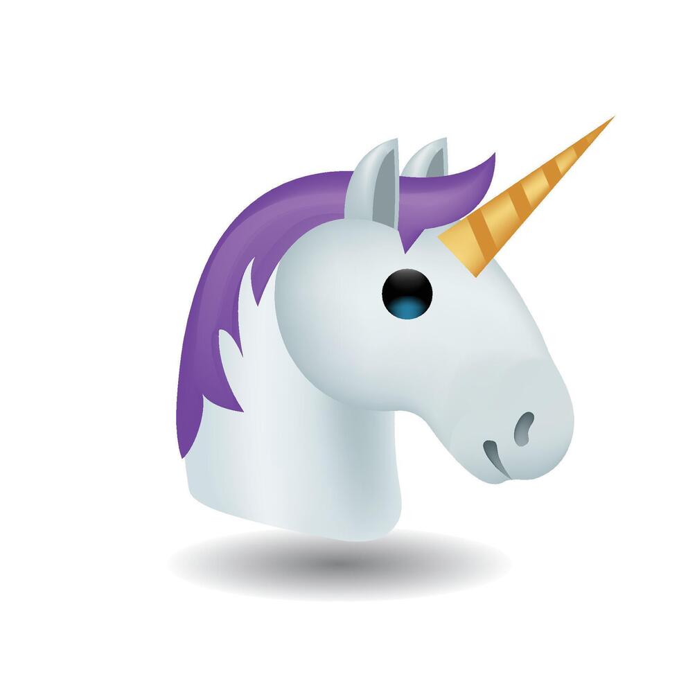 Flat unicorn emoji illustration. vector