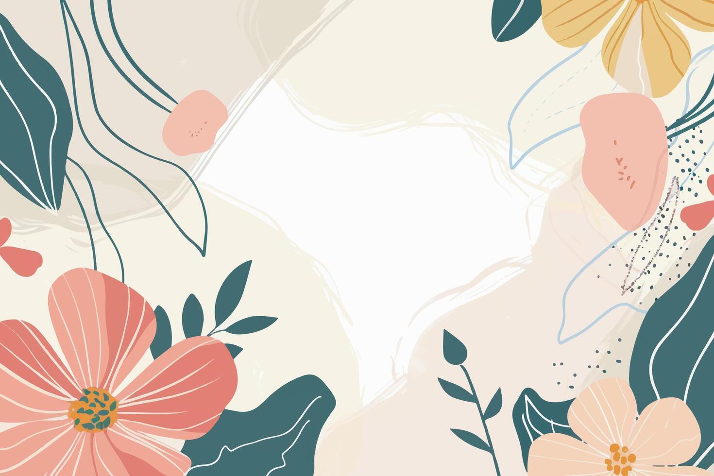Hand drawn pastel color floral background vector