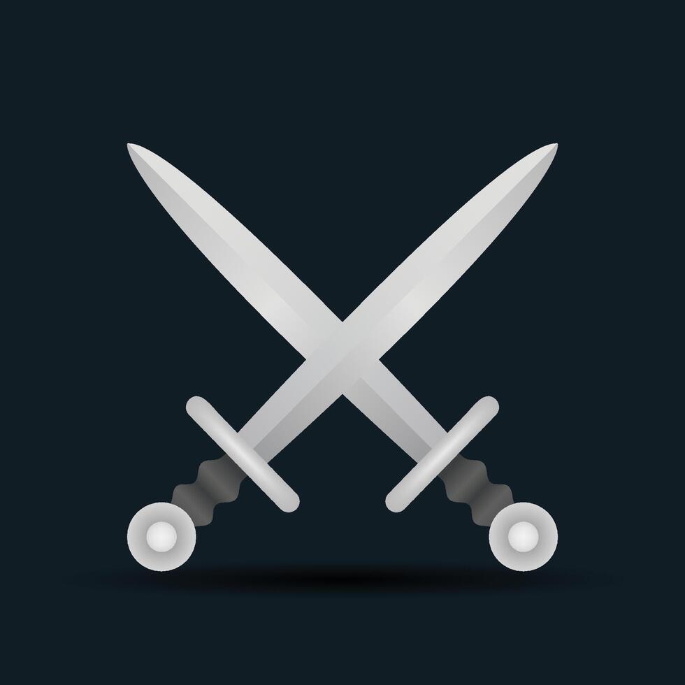 Two swords emoji illustration isolated on background. 3d illustration. vector