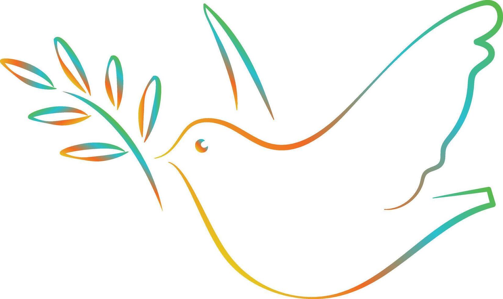 Peace dove with olive branch in one continuous line drawing drawing symbol of peace and freedom in simple linear style vector