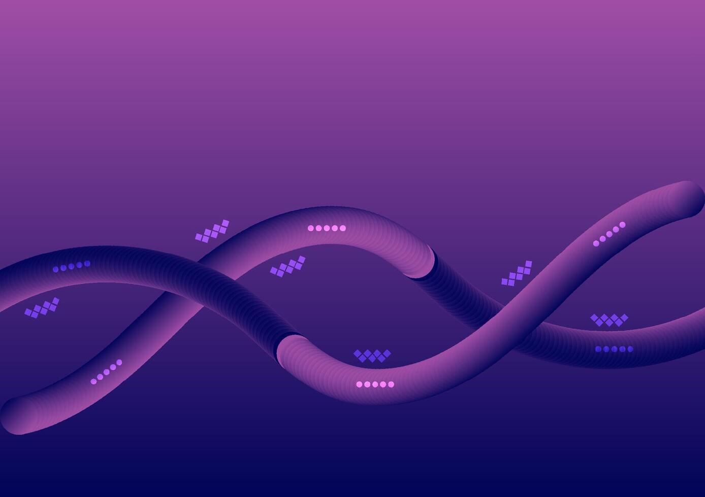 Flowing smooth wave pattern and 3d line on blue and purple background. Internet network and communication signal technology, fiber optic line. Science and music backdrop. vector