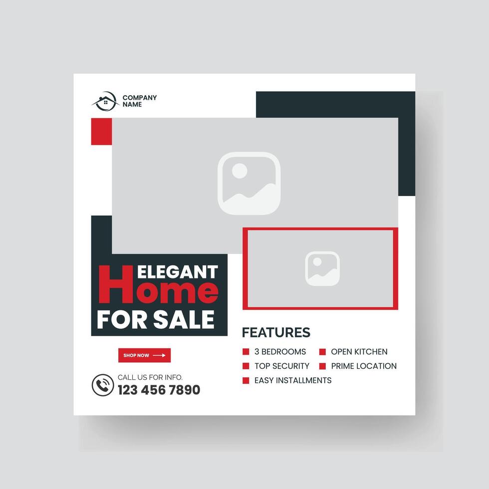 Modern Real state Home rent social media post Sale or carousel design template vector