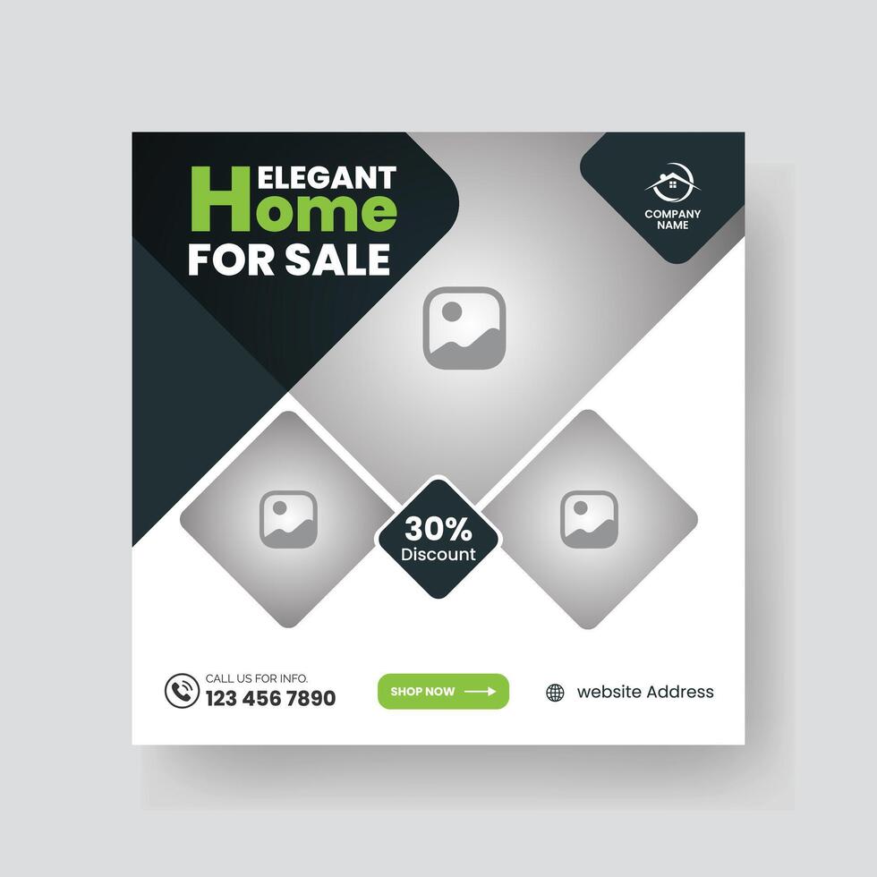 Modern Real state Home rent social media post Sale or carousel design template vector