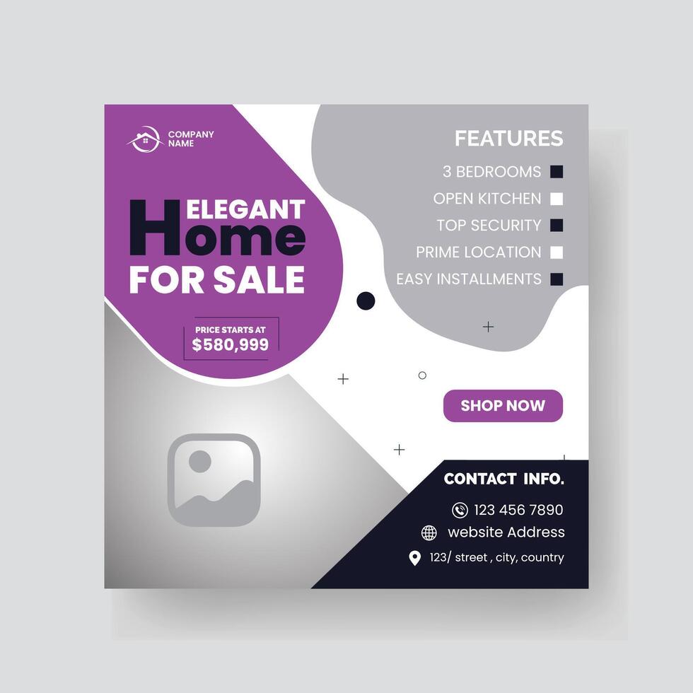 Modern Real state Home rent social media post Sale or carousel design template vector