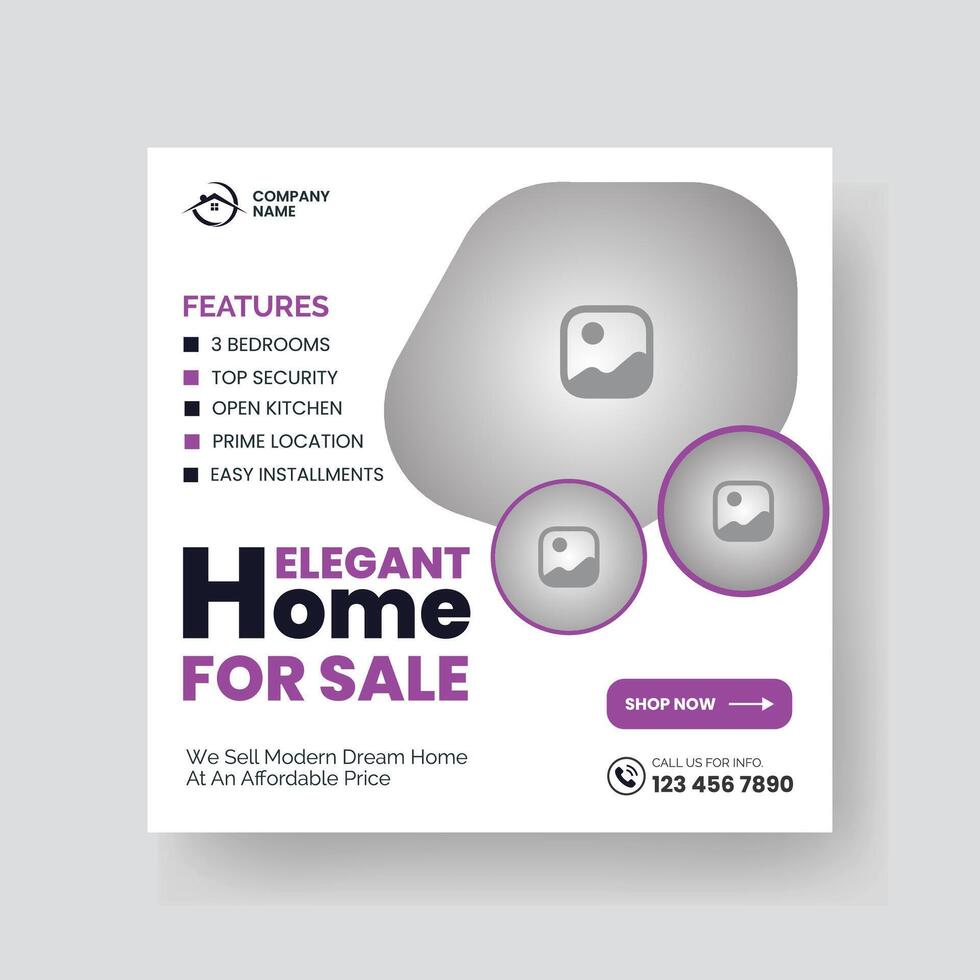 Modern Real state Home rent social media post Sale or carousel design template vector