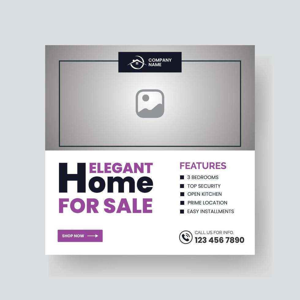 Modern Real state Home rent social media post Sale or carousel design template vector