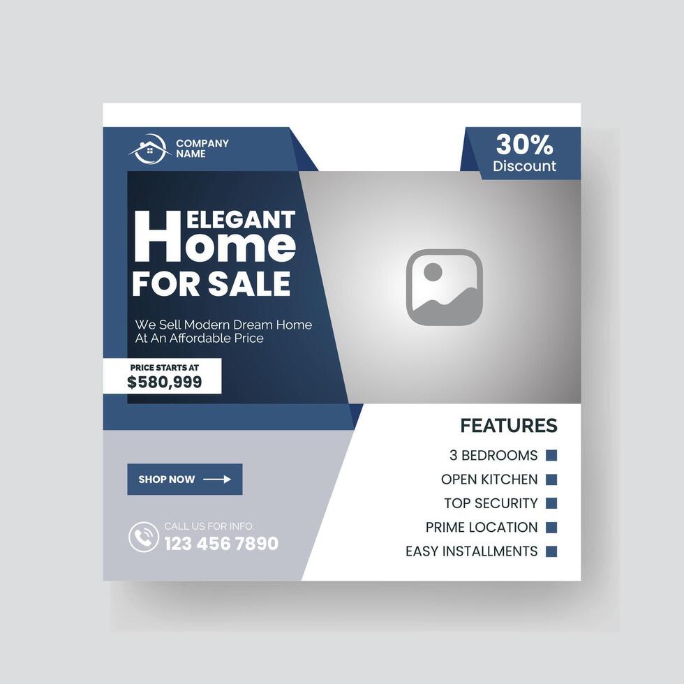 Modern Real state Home rent social media post Sale or carousel design template vector