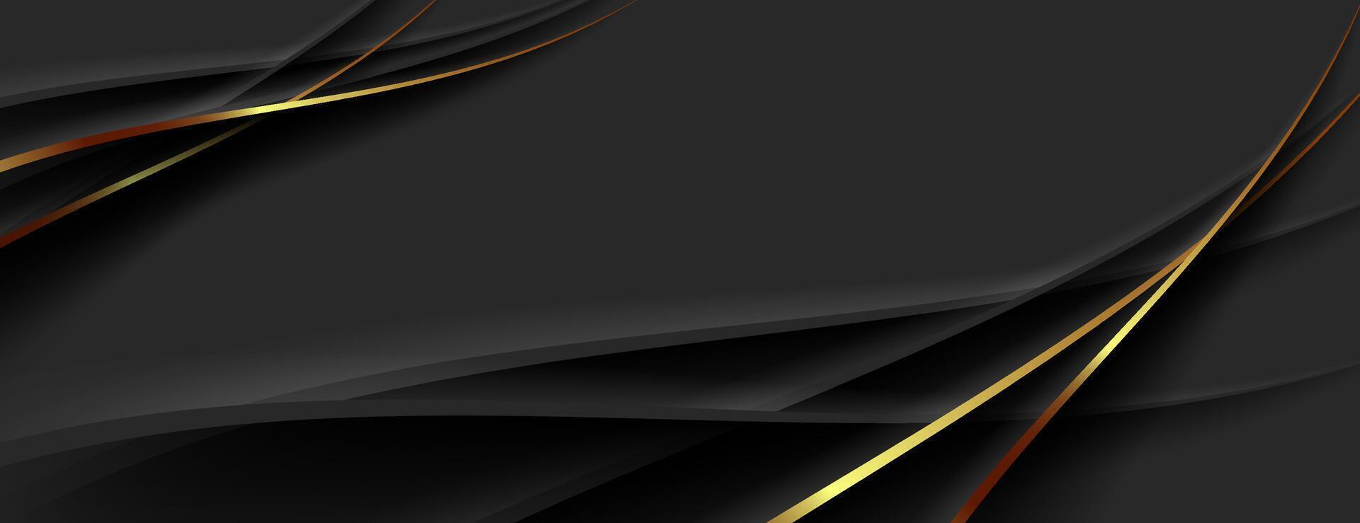 black abstract background with gold lines texture vector