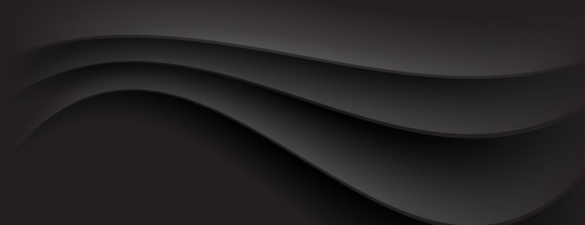 Curved black layered background design vector