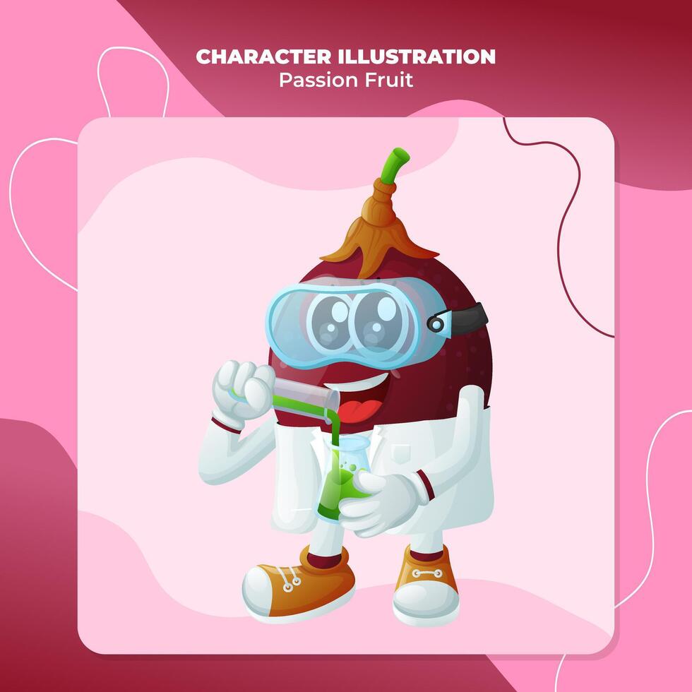 Cute passion fruit character as scientists vector