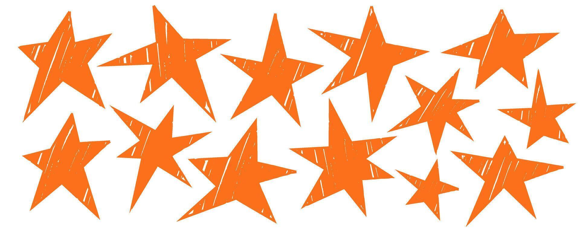 Set of irregular crayon pencil stars vector