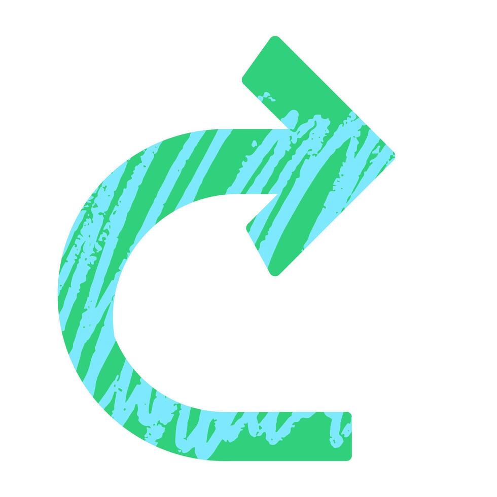 Playful Thick Curve Arrow with Crayon pencil texture vector