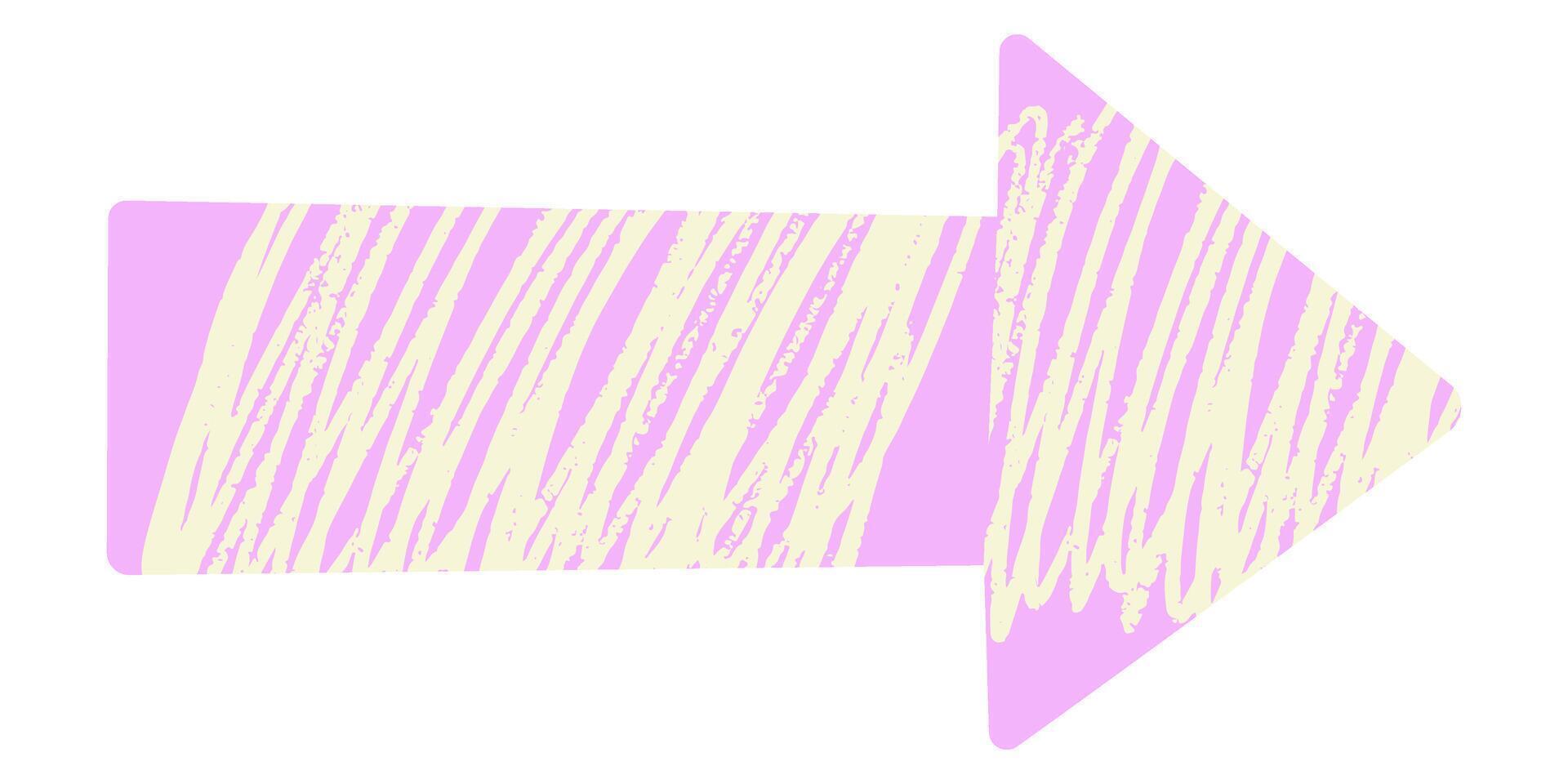 Playful Pink Thick Right Direction Arrow with Crayon pencil texture vector