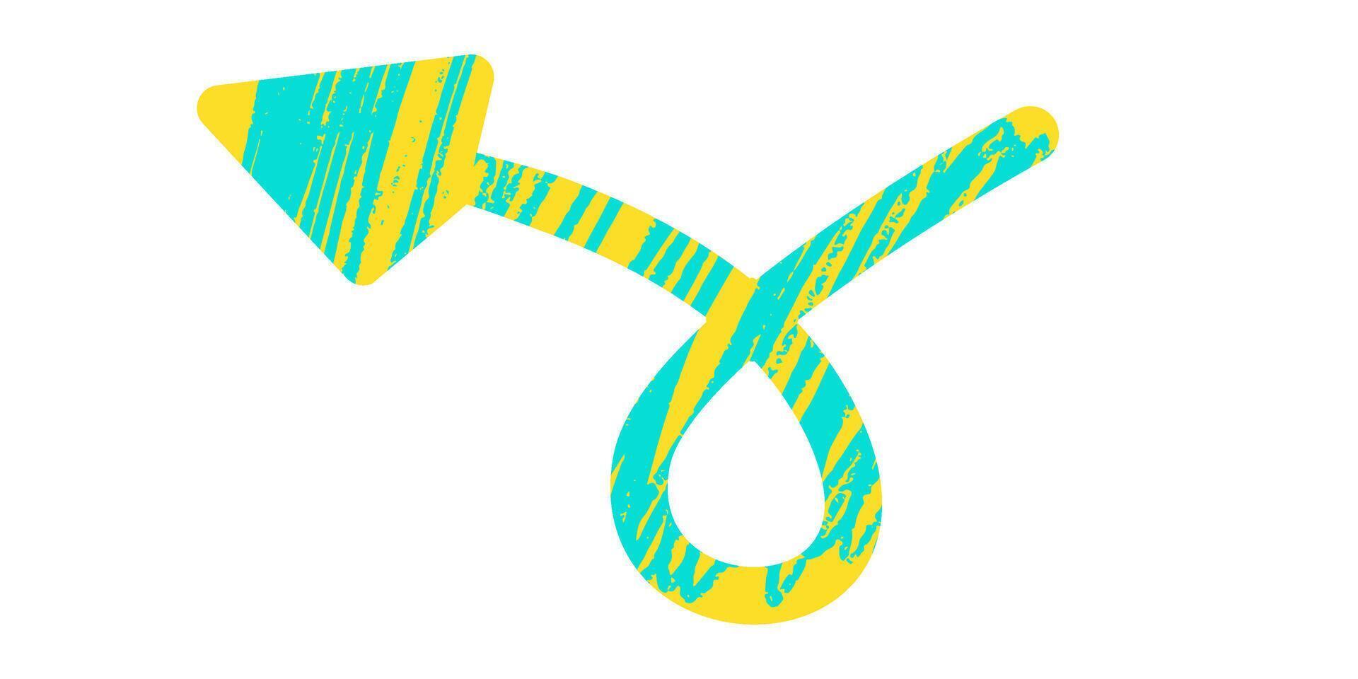 Playful Thick Spiral Arrow with Crayon pencil texture vector