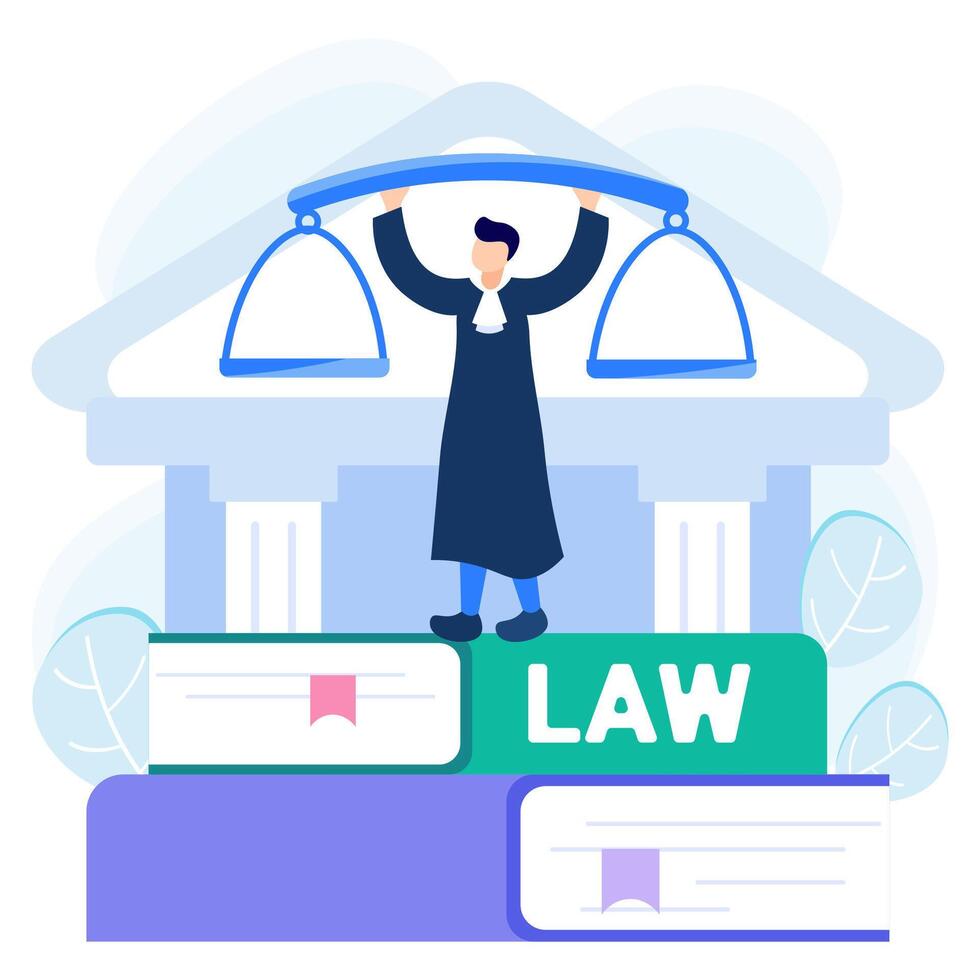 Illustration graphic cartoon character of law and justice vector