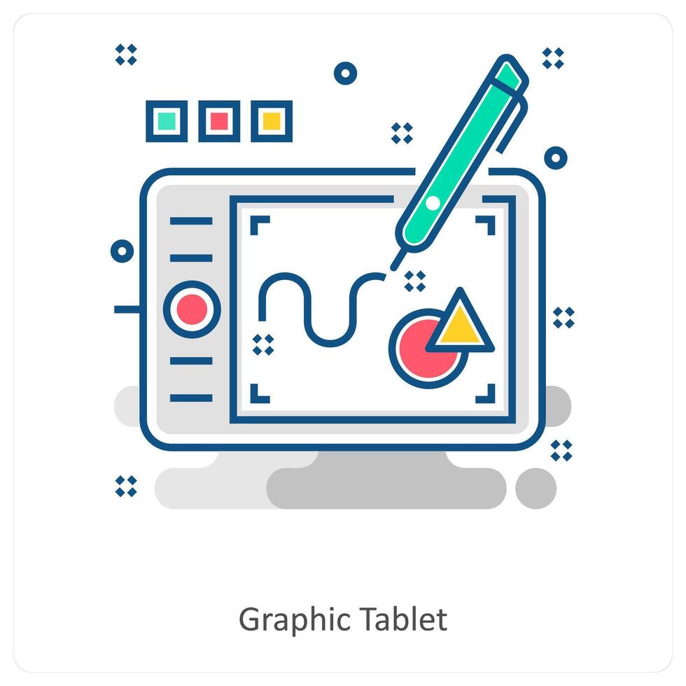 Graphic Tablet and Drawing icon concept vector