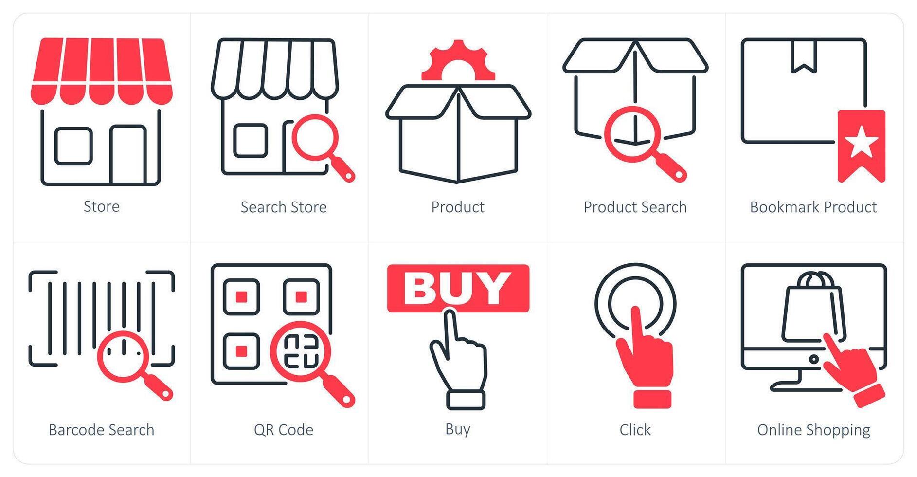 A set of 10 shopping icons as store, search store, product vector