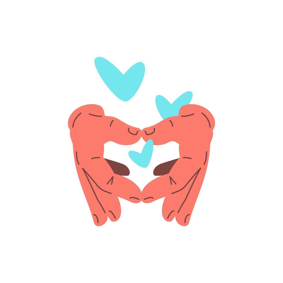 Human hands showing heart shape love symbol icon flat illustration vector