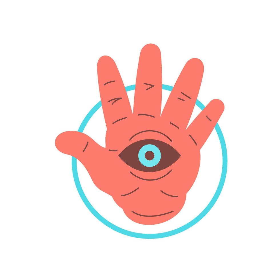 Sacred human hand with all seeing eye esoteric magic and providence concept icon flat vector