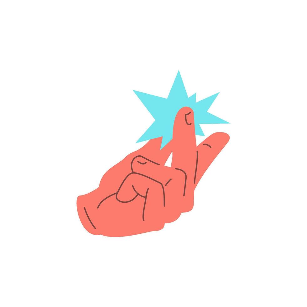 Male hand clicking snapping fingers gesture easy success position icon flat illustration vector