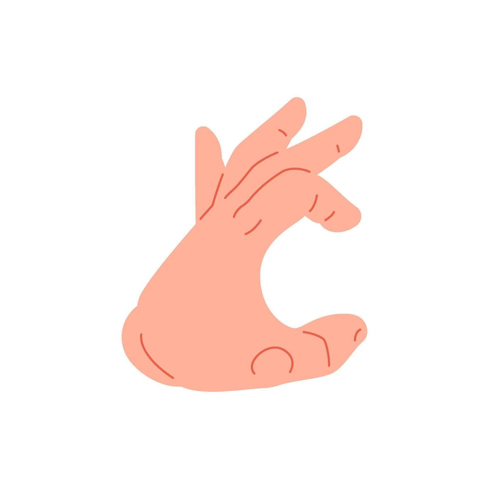 Human hand showing half heart ring round finger gesture icon flat illustration vector