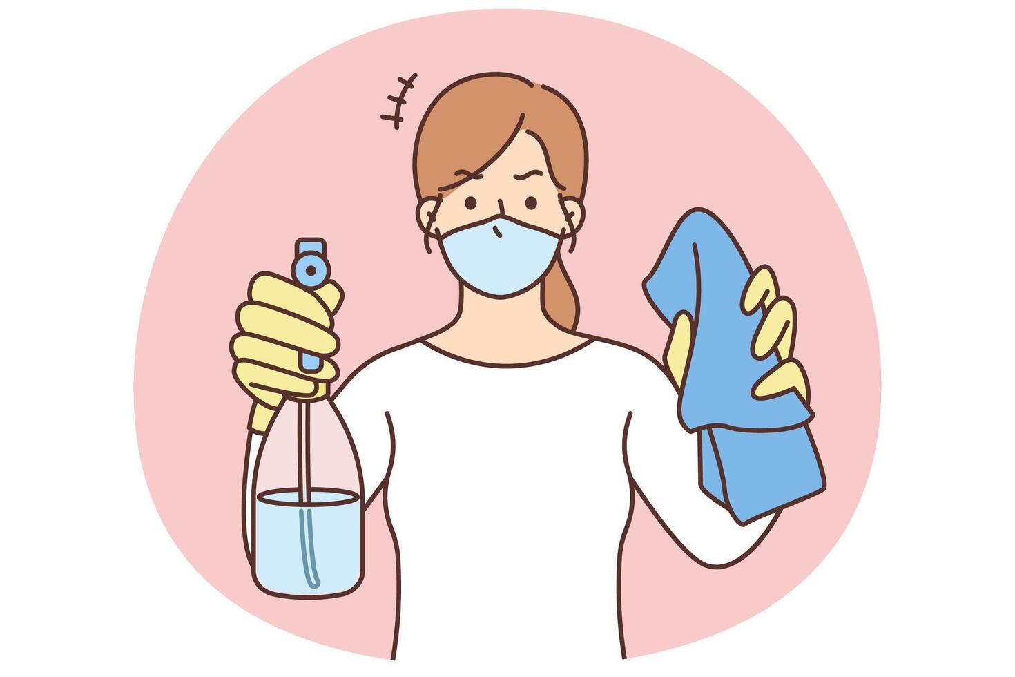 Woman with detergents for cleaning vector