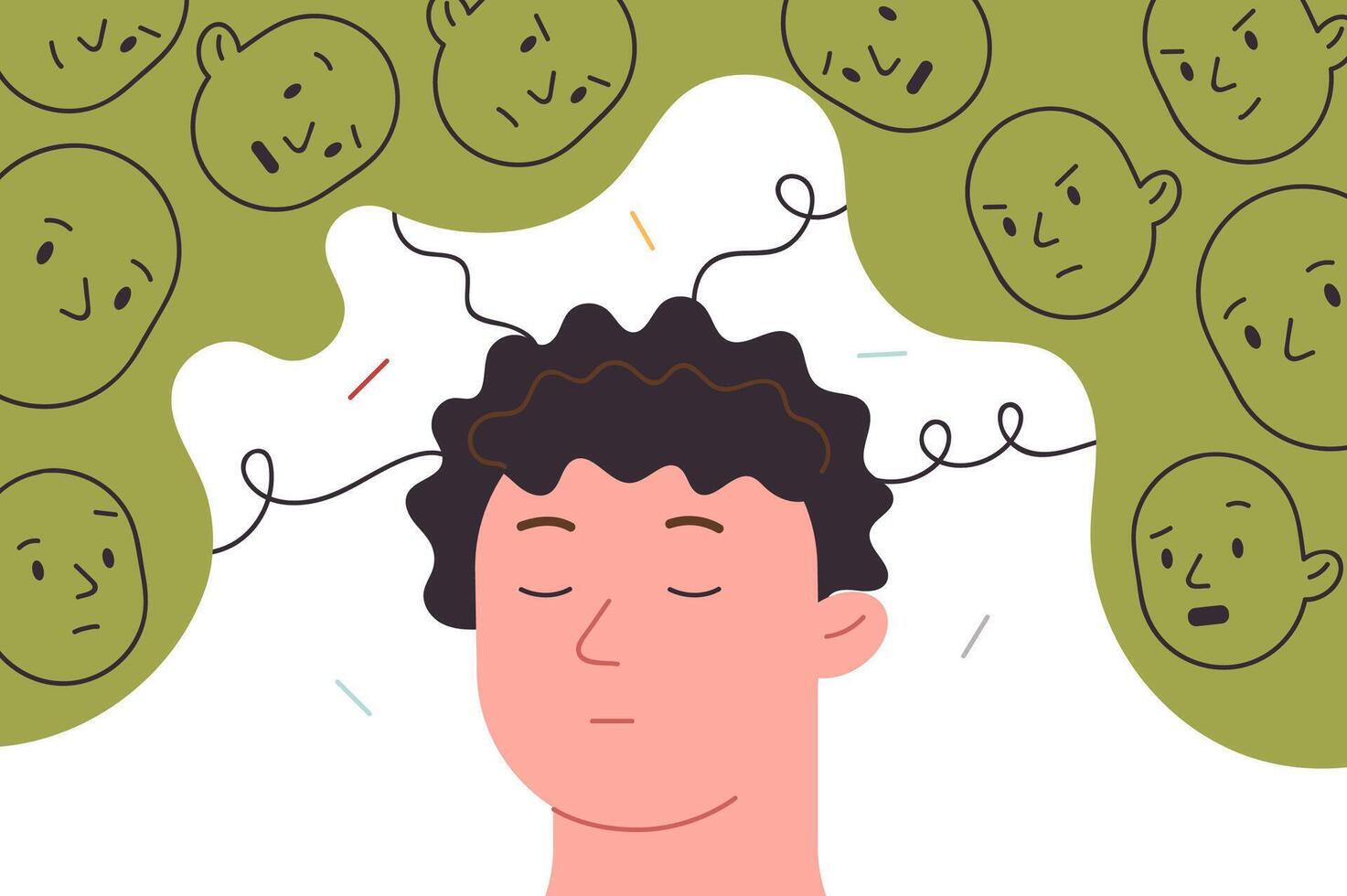 Social pressure and manipulation from people around cause stress and psychological discomfort in man vector