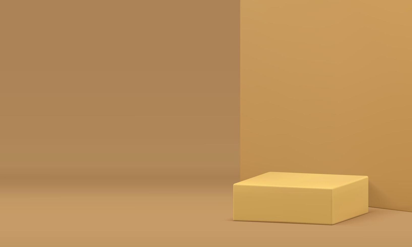 Pastel yellow 3d squared podium advertising room mock up for show realistic illustration vector