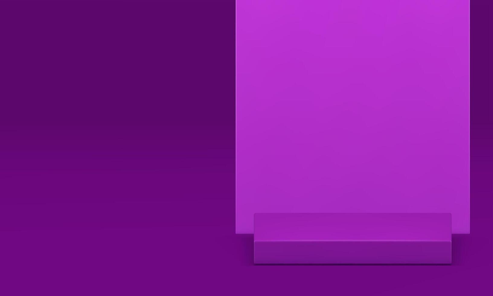 3d purple squared podium pedestal mock up for presentation realistic illustration vector