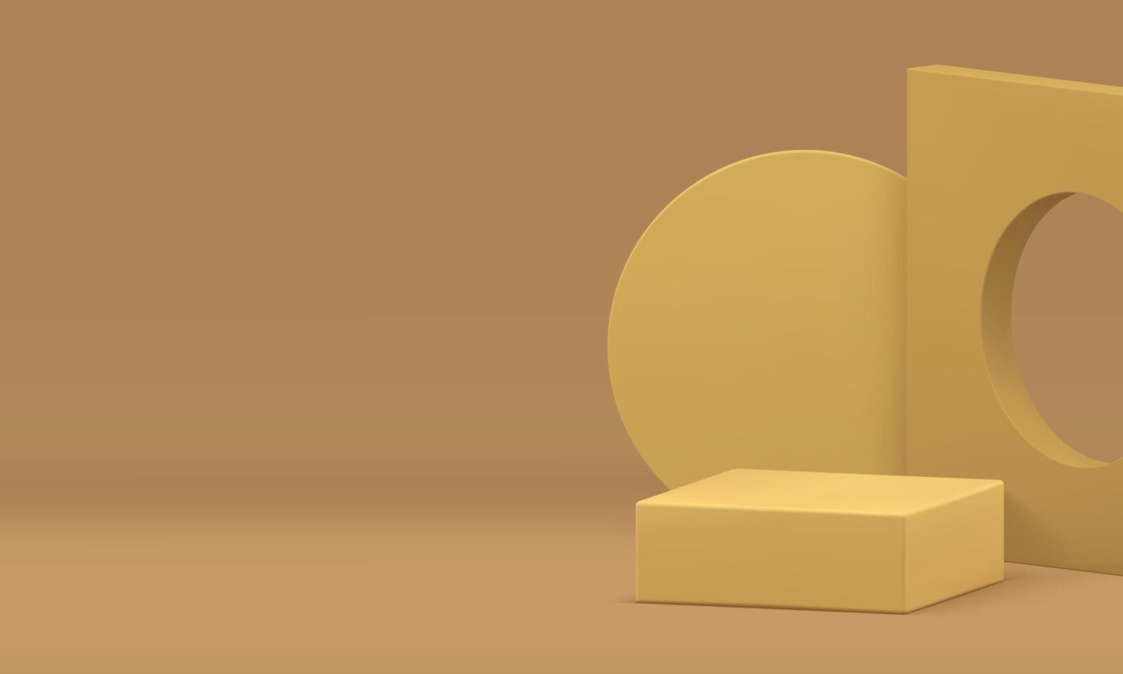 3d beige yellow podium showcase mock up for product show realistic illustration vector