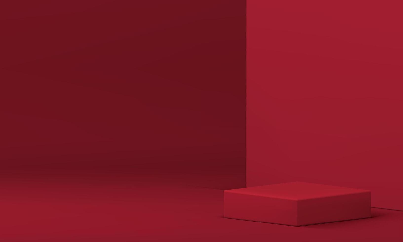 3d red showroom squared podium for product presentation realistic illustration vector
