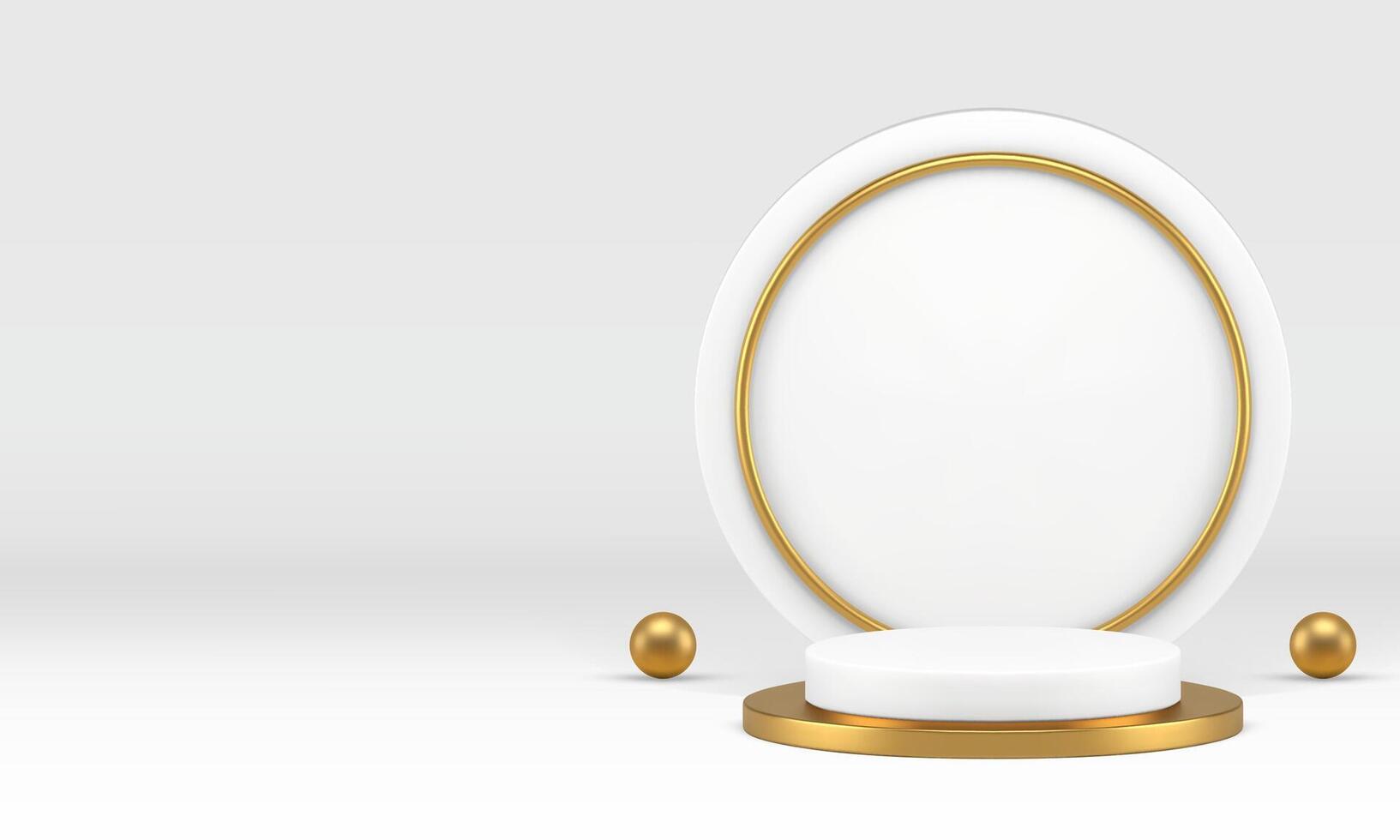 Luxury 3d podium pedestal white showroom display for show realistic illustration vector