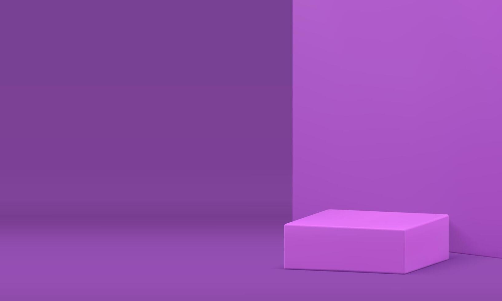 Violet 3d showroom podium with wall background for presentation realistic illustration vector