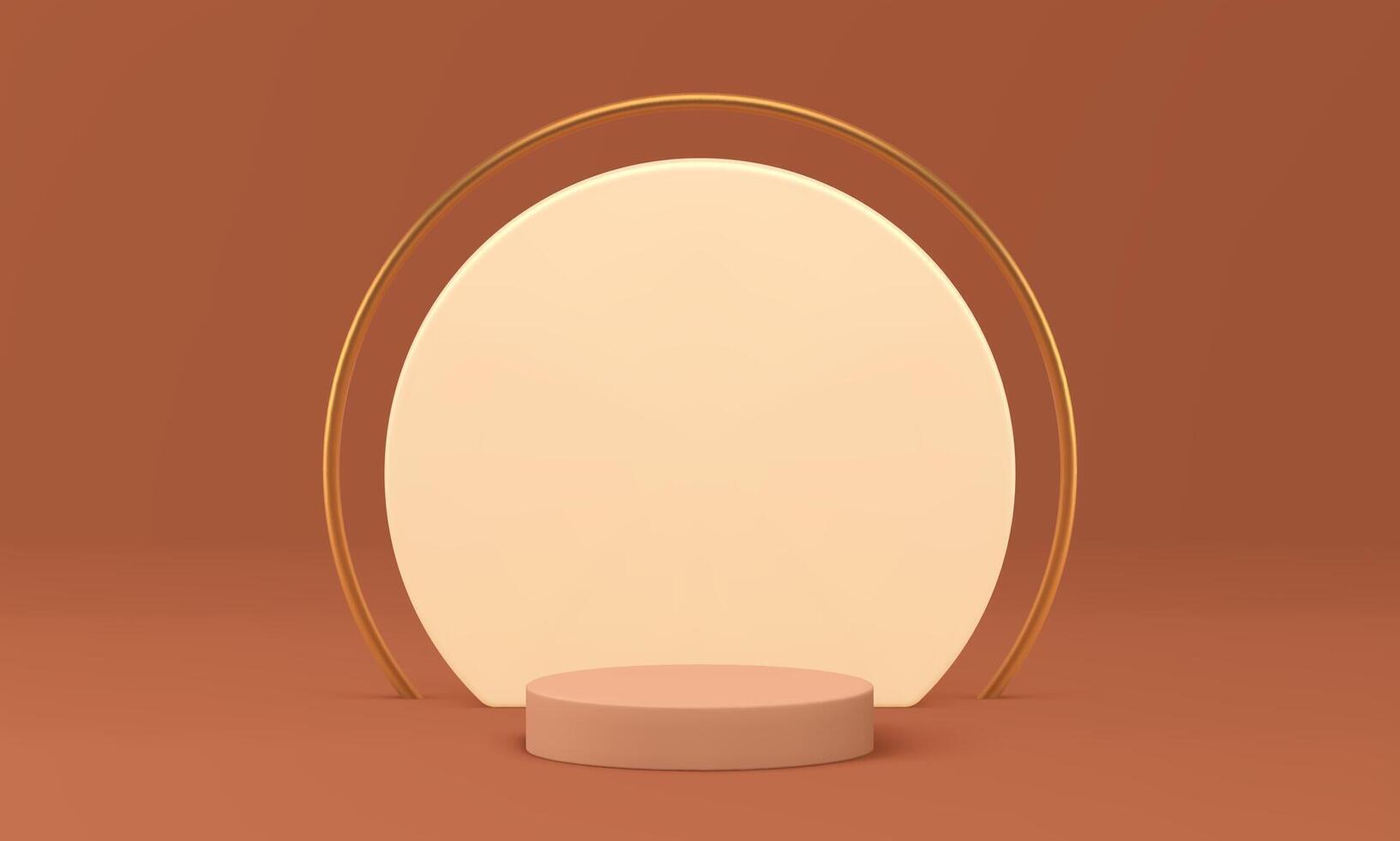 Luxury beige 3d cylinder podium mock up for product show presentation realistic vector