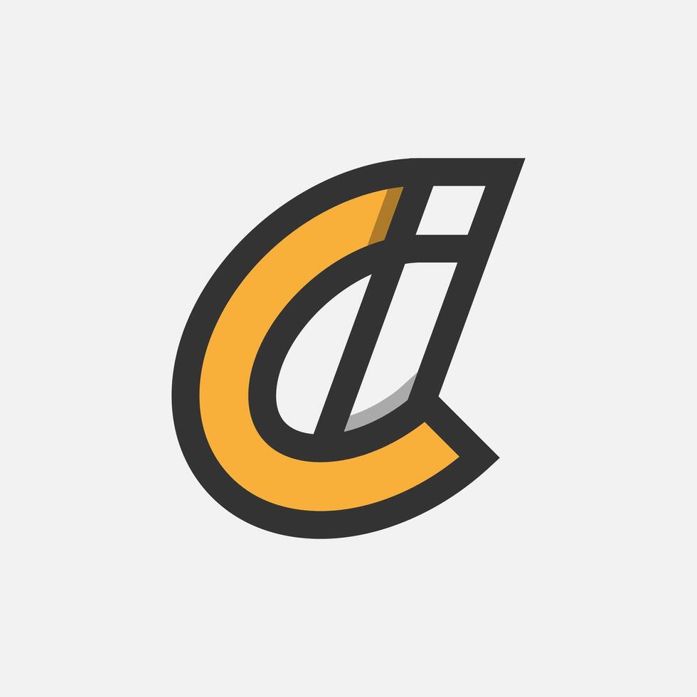 Letter CI or IC Logo, Monogram Logo letter C with I combination, design logo template element, illustration vector