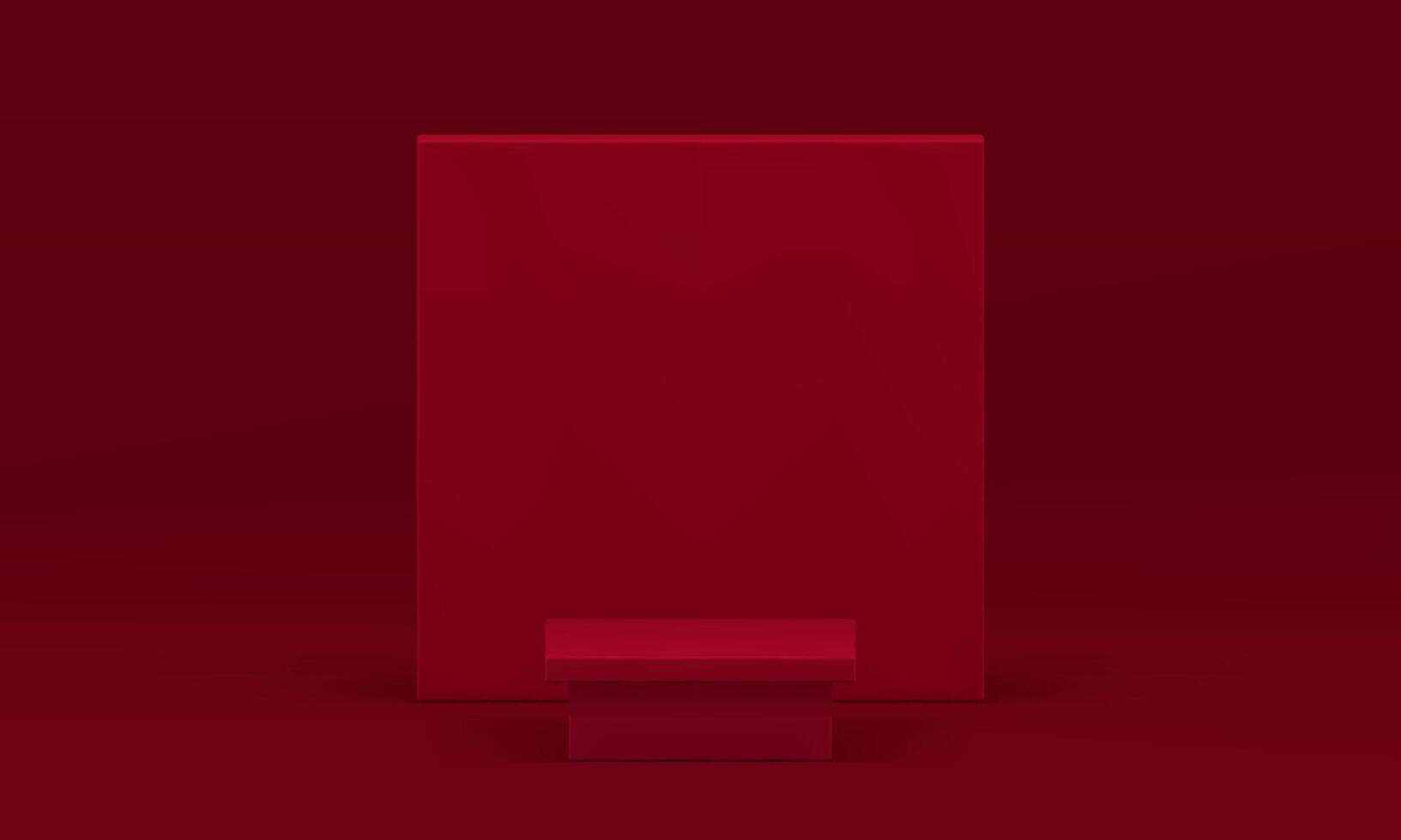 3d red squared podium pedestal mock up for product presentation realistic illustration vector