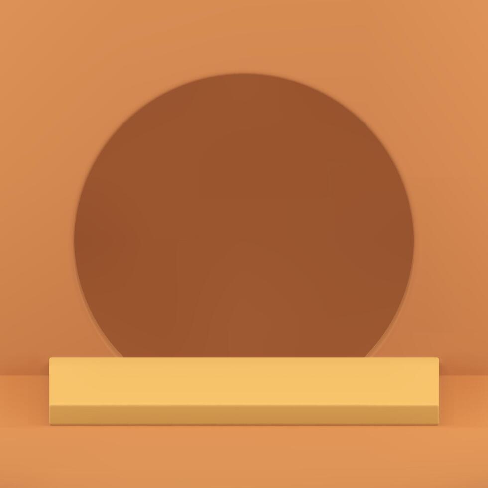 Beige 3d podium pedestal with circle hole wall background realistic illustration vector