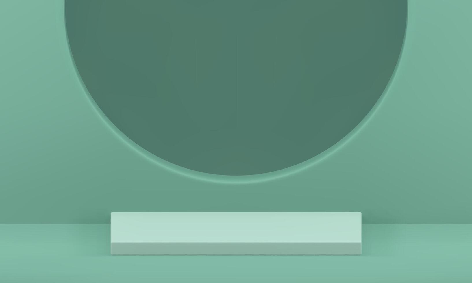 Green 3d podium pedestal with semi circle wall background realistic illustration vector