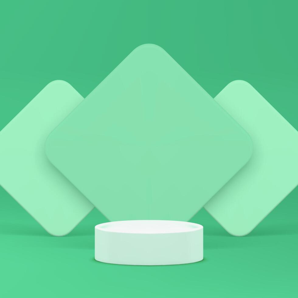 3d light green podium pedestal geometric display for show realistic illustration vector