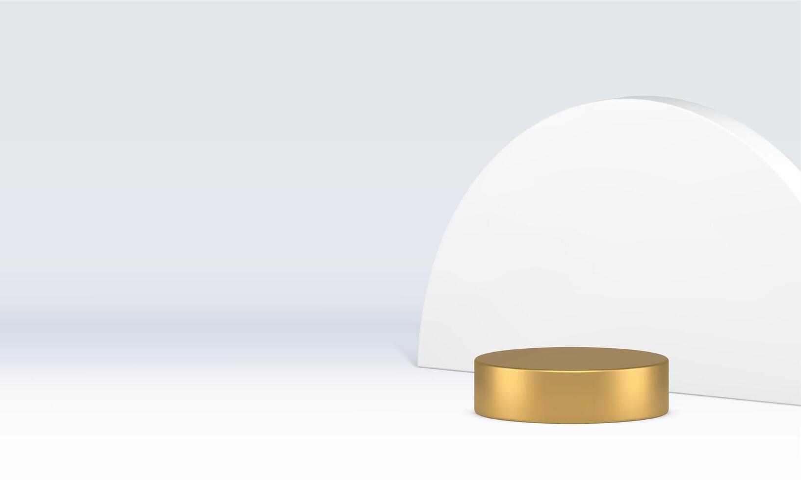 3d golden cylinder podium display mock up for product show realistic illustration vector