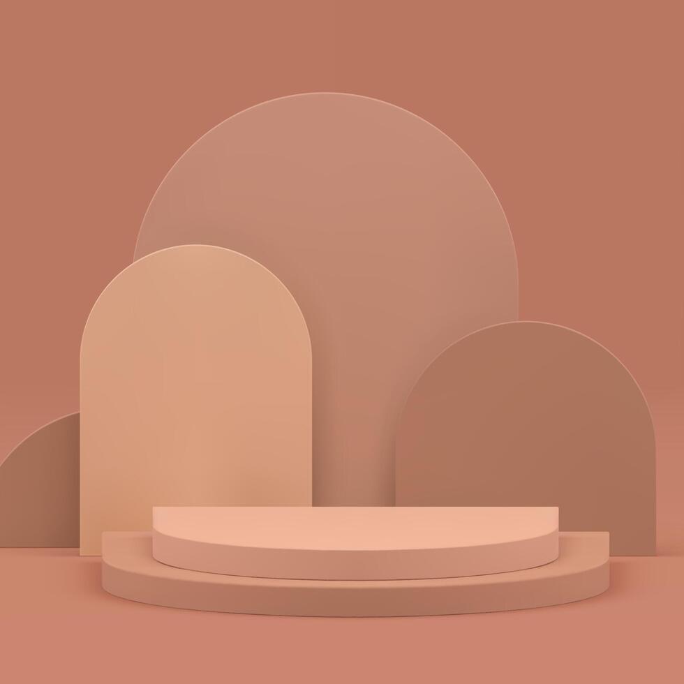3d neutral semi circle podium pedestal for product presentation realistic illustration vector